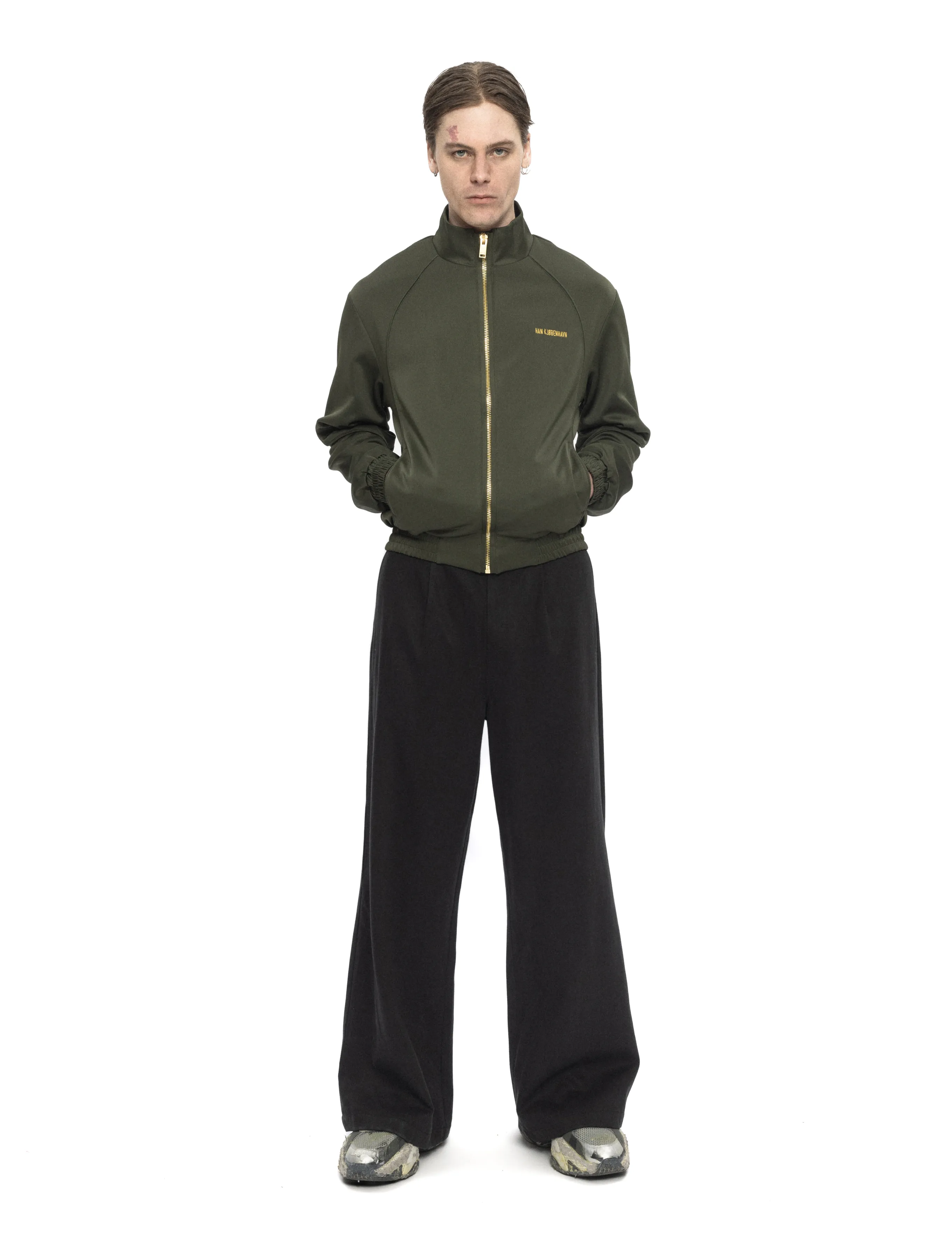 HAN Kjøbenhavn Logo Track Jacket - Tøj - DEEP GREEN / khaki/green