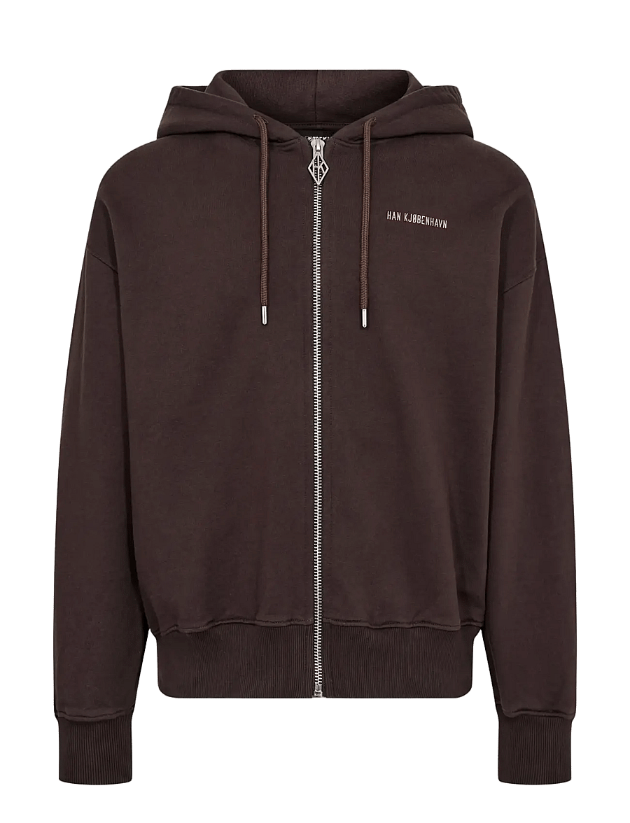 HAN Kjøbenhavn - Graphic Zip Hoodie - dark brown - 1