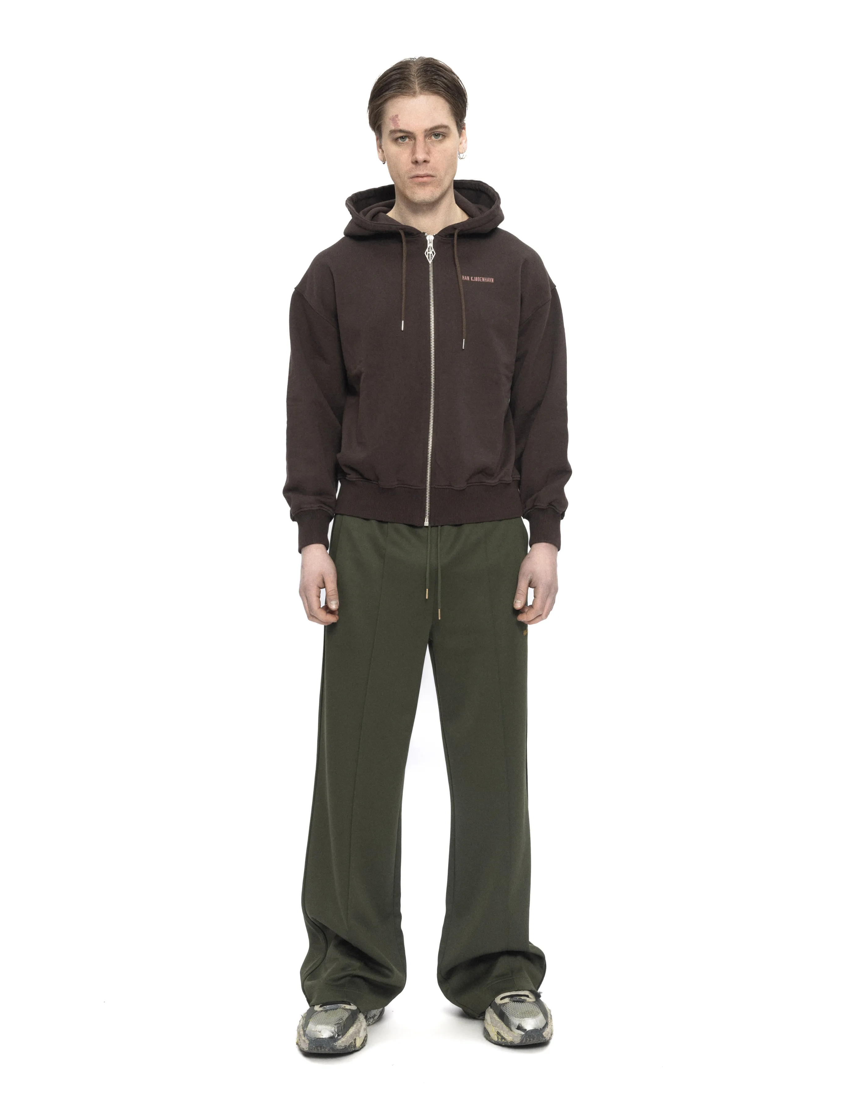 HAN Kjøbenhavn Graphic Zip Hoodie - HAN KJØBENHAVN - DARK BROWN / brown