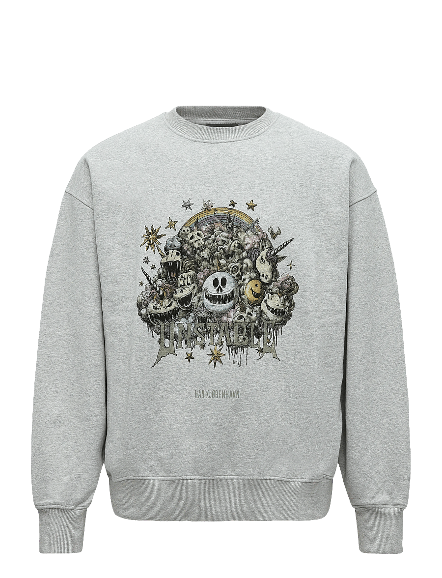HAN Kjøbenhavn - Madhouse Loose Crewneck - dressipluusid - light grey melange - 1