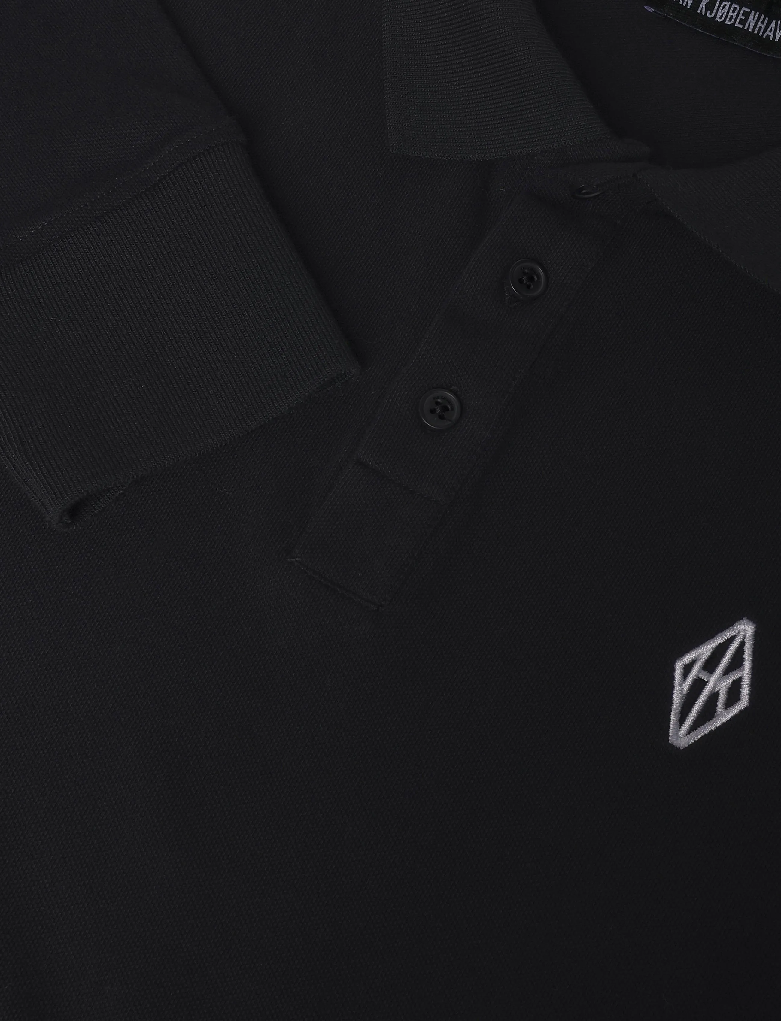 HAN Kjøbenhavn - Diamond Polo Long Sleeve Shirt - long-sleeved polos - black - 3