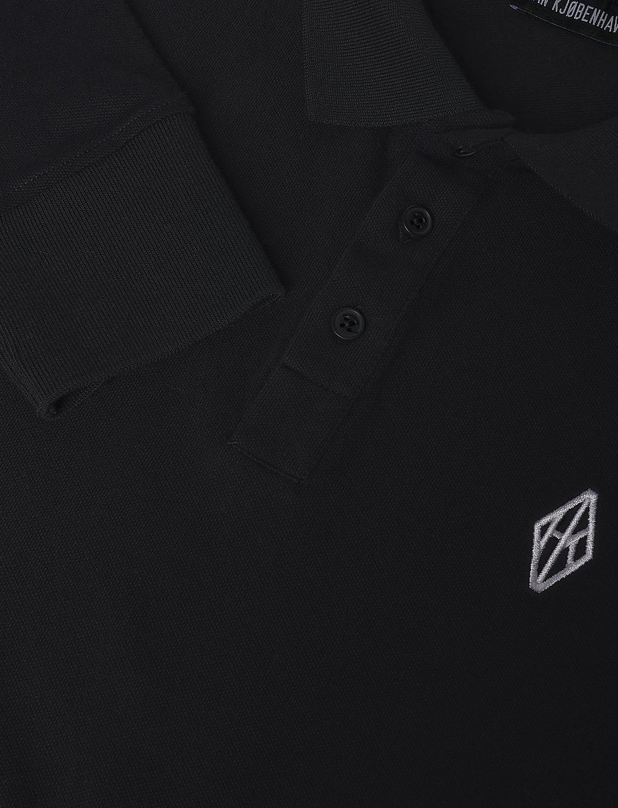 HAN Kjøbenhavn - Diamond Polo Long Sleeve Shirt - long-sleeved polos - black - 3