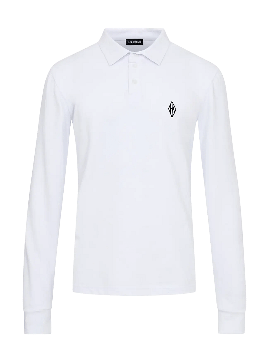 HAN Kjøbenhavn - Diamond Polo Long Sleeve Shirt - optic white - 1