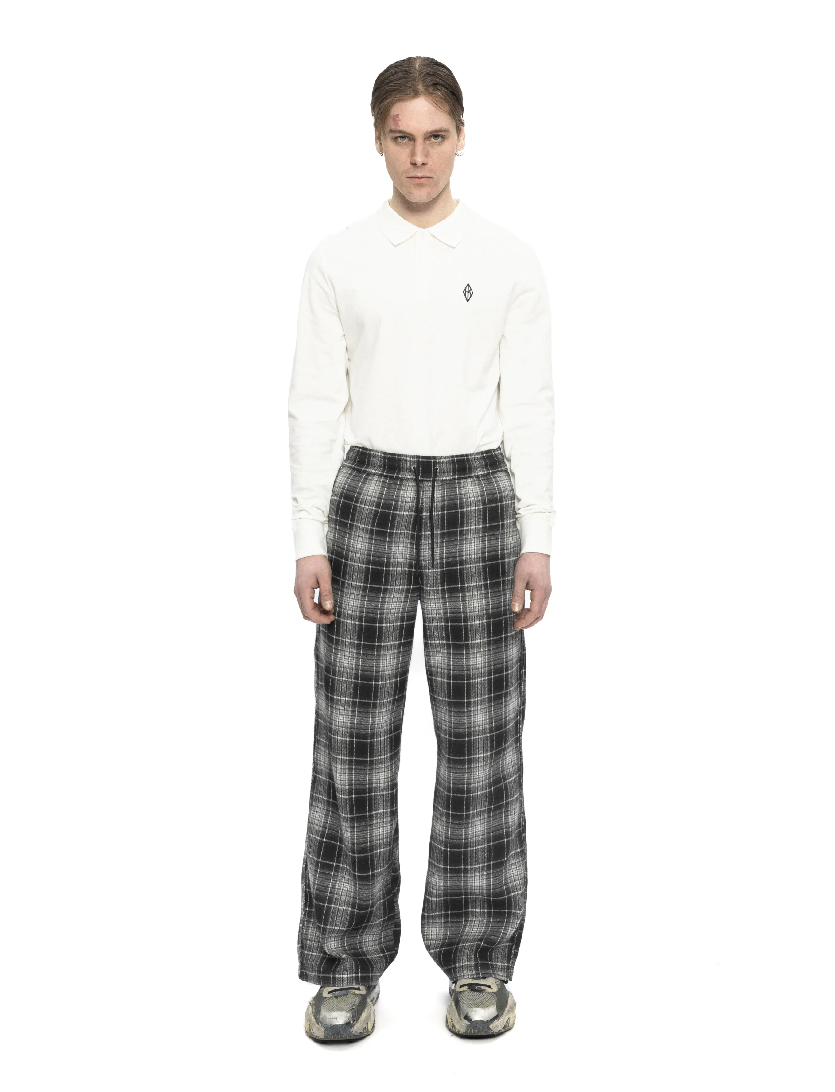 HAN Kjøbenhavn Diamond Polo Long Sleeve Shirt, XL, Polos, Weiß - Long-sleeved, Männerswear
