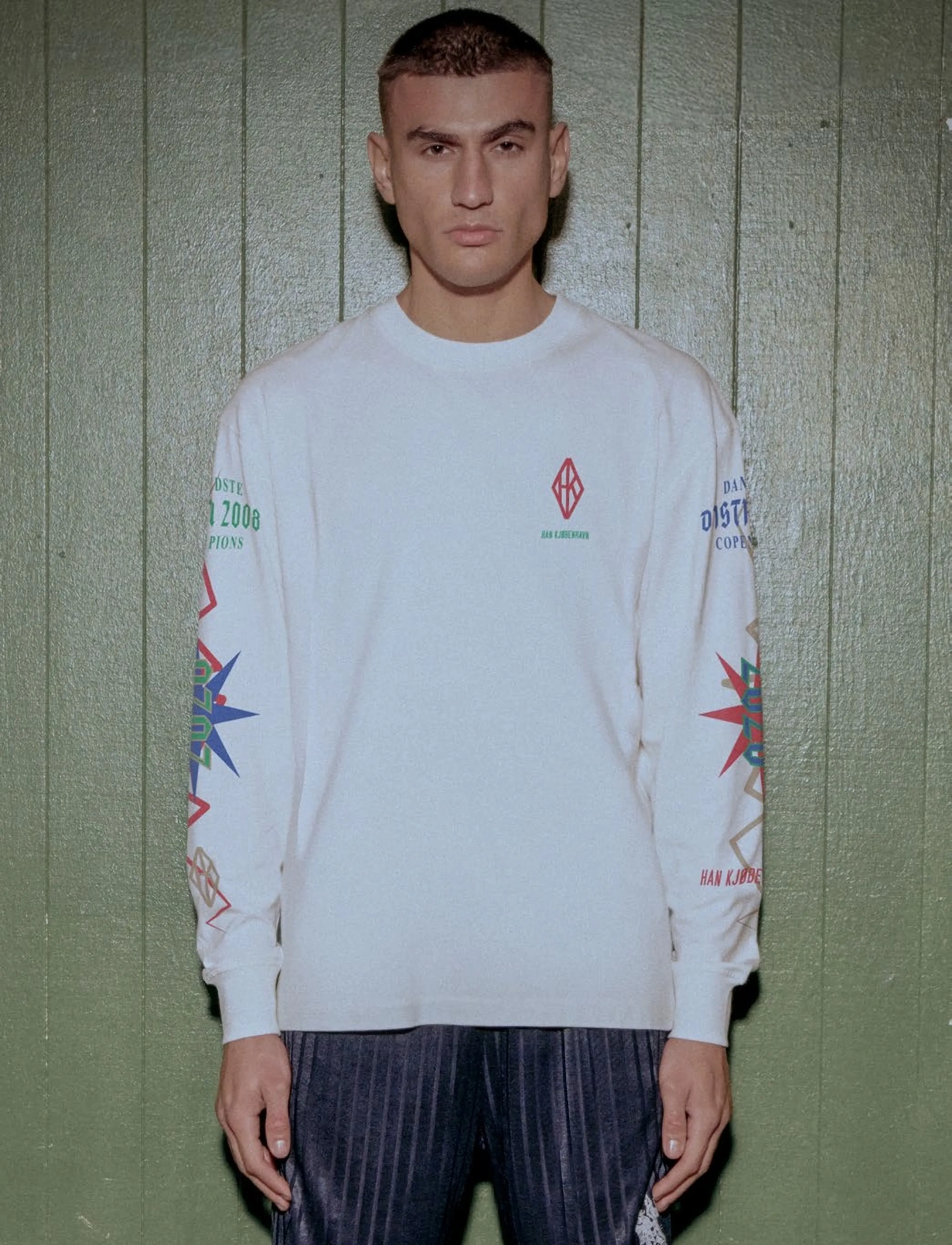 HAN Kjøbenhavn Graphic Oversized Tee LS - Kleidung - WHITE / white