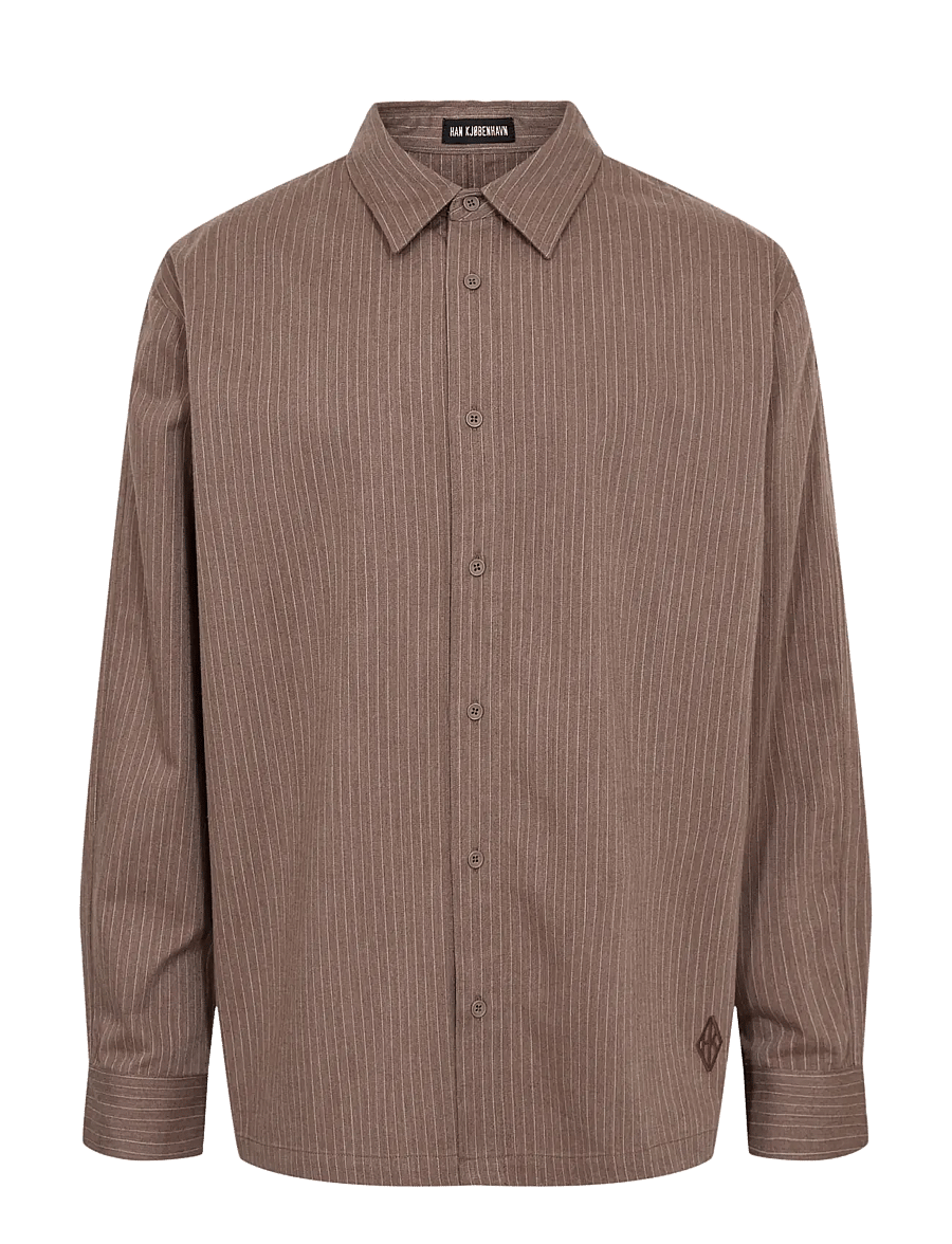 HAN Kjøbenhavn - Striped Casual Shirt - randiga skjortor - dark brown - 1