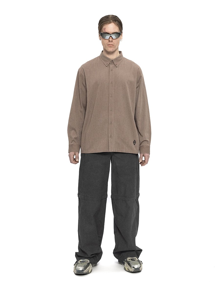 HAN Kjøbenhavn - Striped Casual Shirt - randiga skjortor - dark brown - 0