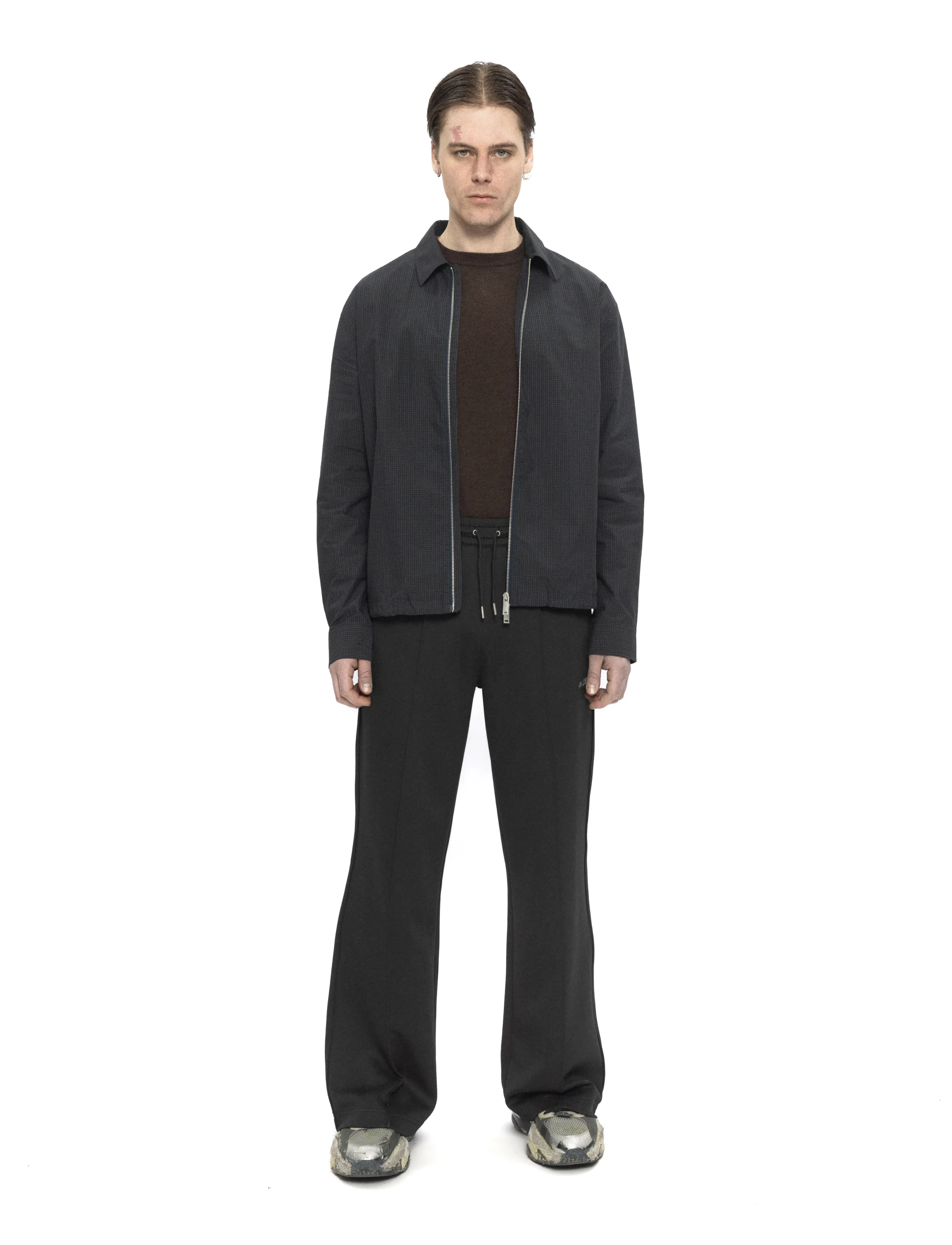 HAN Kjøbenhavn Zip-up Boxy Shirt - Checkered shirts - MIDNIGHT NAVY / navy