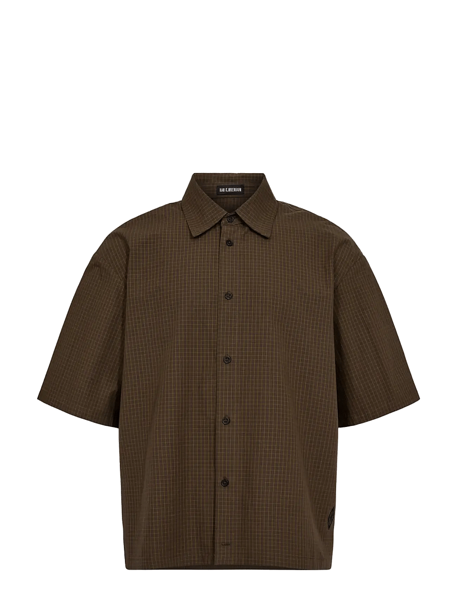 HAN Kjøbenhavn - Checked Short Sleeve Shirt - dark brown - 1