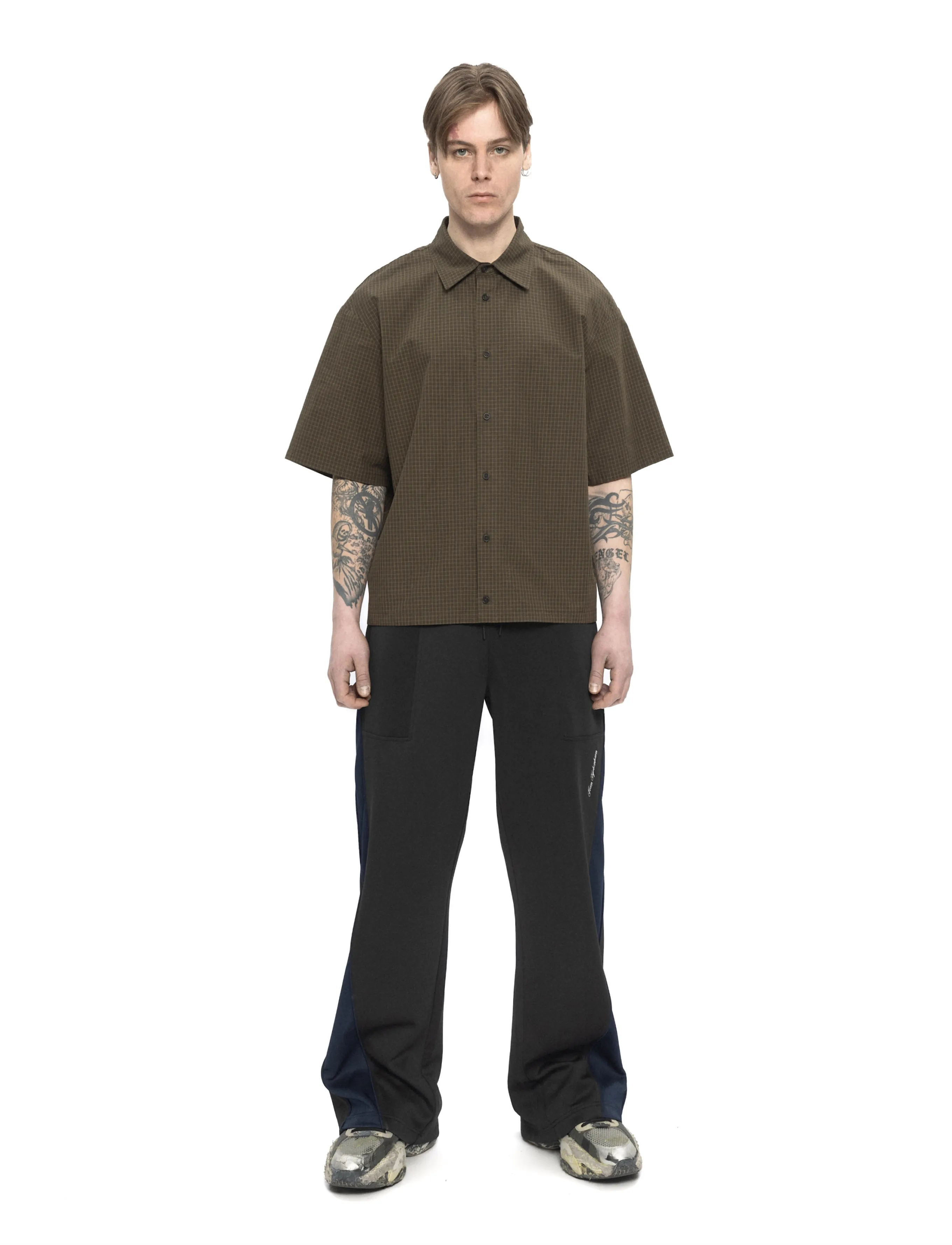 HAN Kjøbenhavn Checked Short Sleeve Shirt - HAN KJØBENHAVN - DARK BROWN / brown