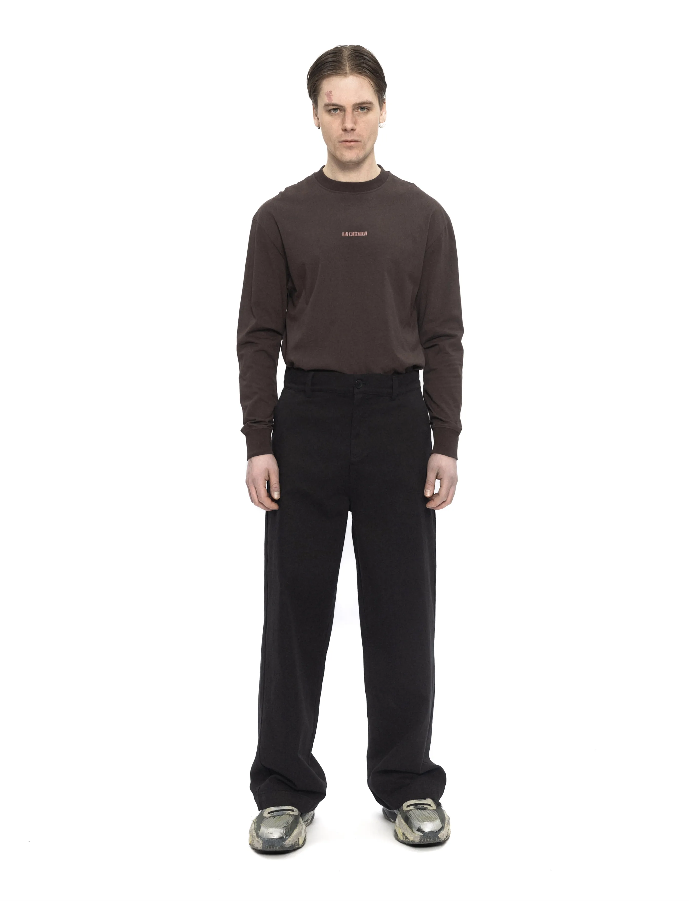 HAN Kjøbenhavn Wide-leg Twill Trousers - HAN KJØBENHAVN - BLACK / black