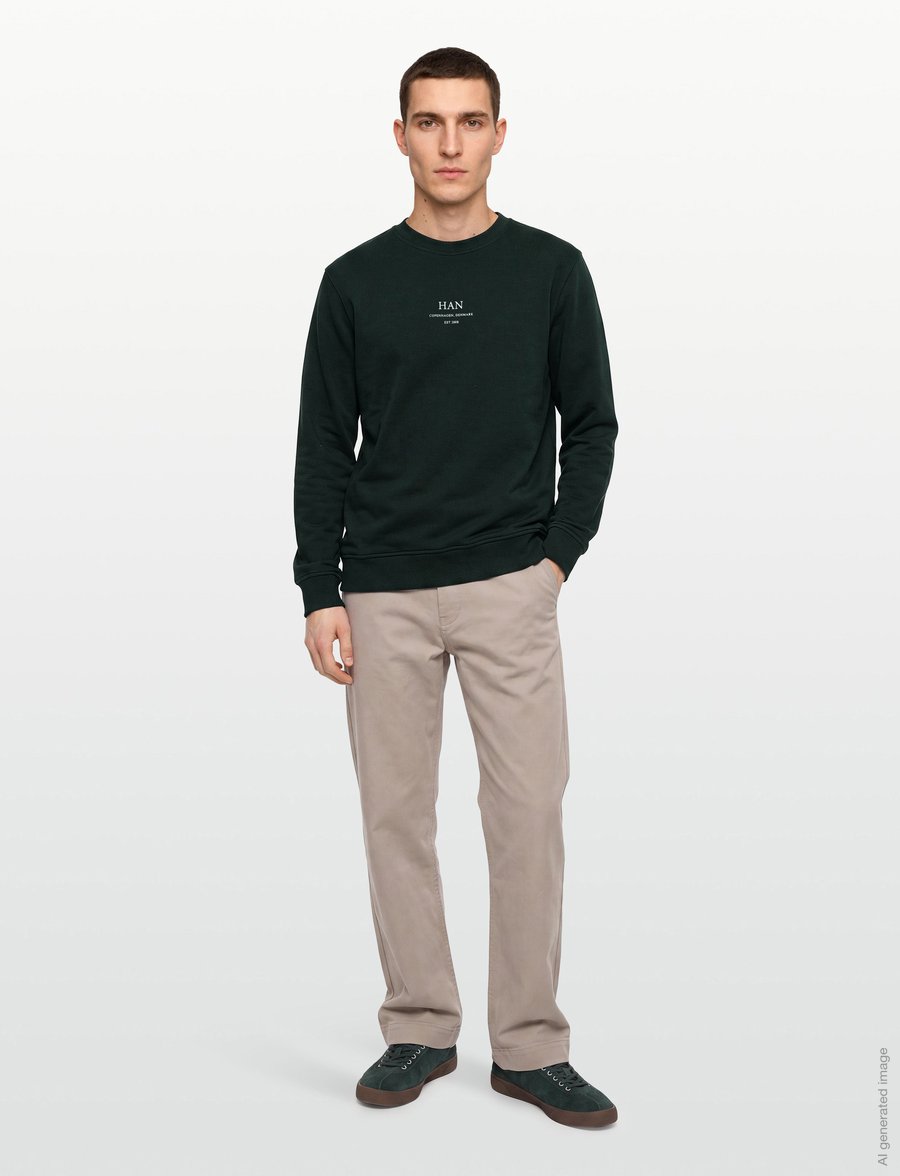 HAN Kjøbenhavn - Regular Crewneck - sweatshirts - dark green - 0