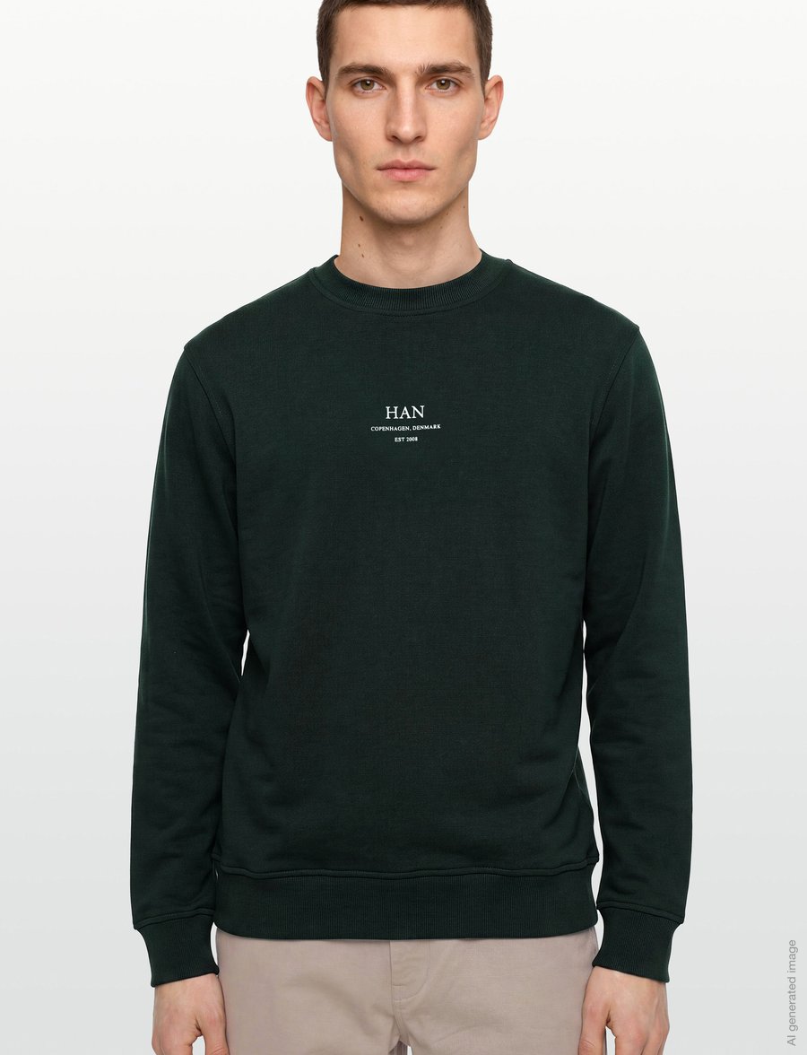 HAN Kjøbenhavn - Regular Crewneck - sweatshirts - dark green - 3