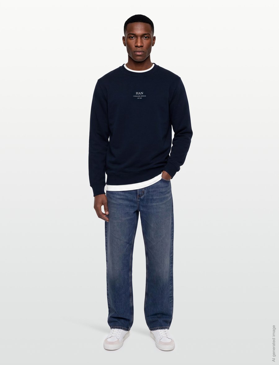 HAN Kjøbenhavn - Regular Crewneck - shoppa efter tillfälle - navy - 0