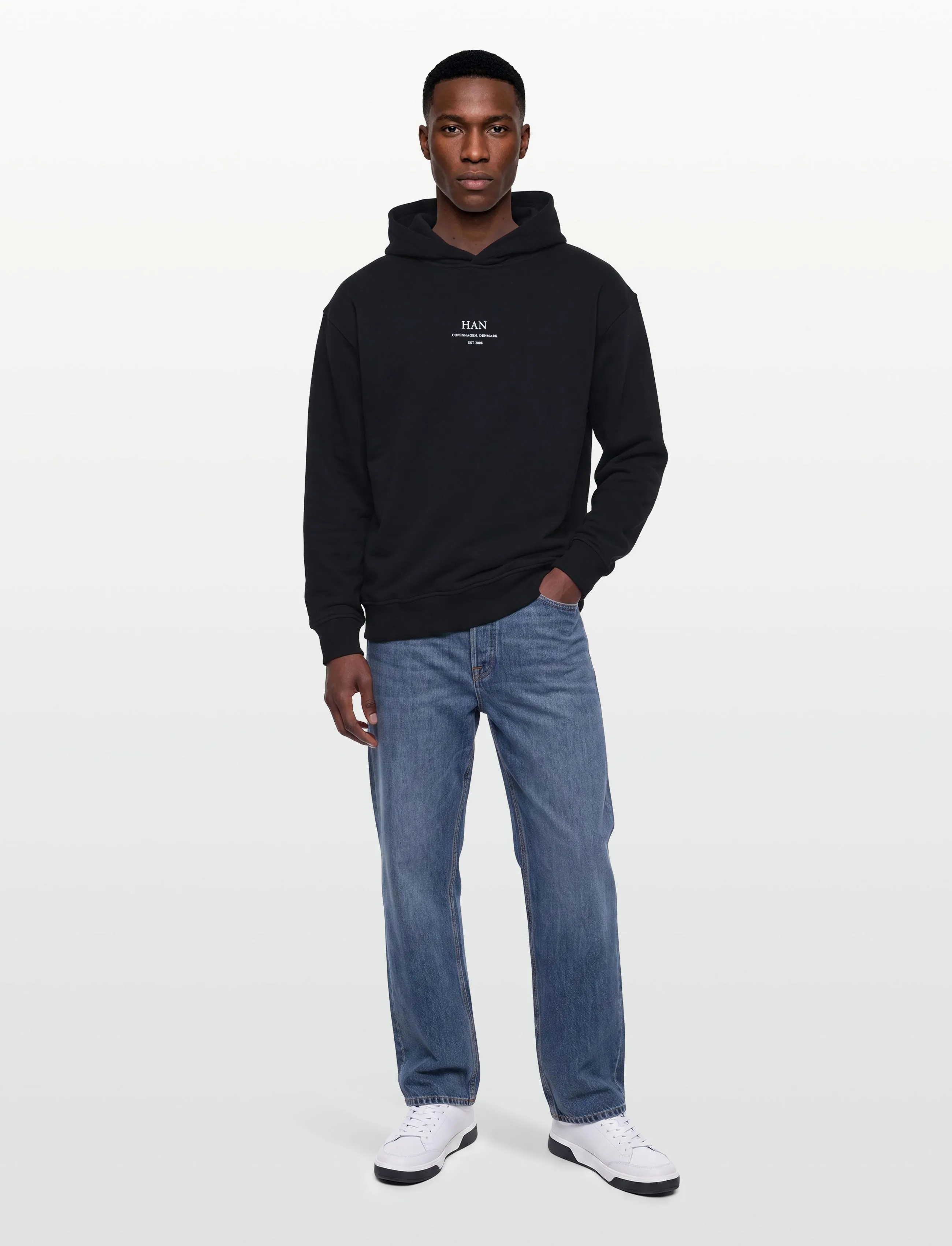HAN Kjøbenhavn Regular Hoodie, Mænd, Hættetrøje, Sort, Str: S