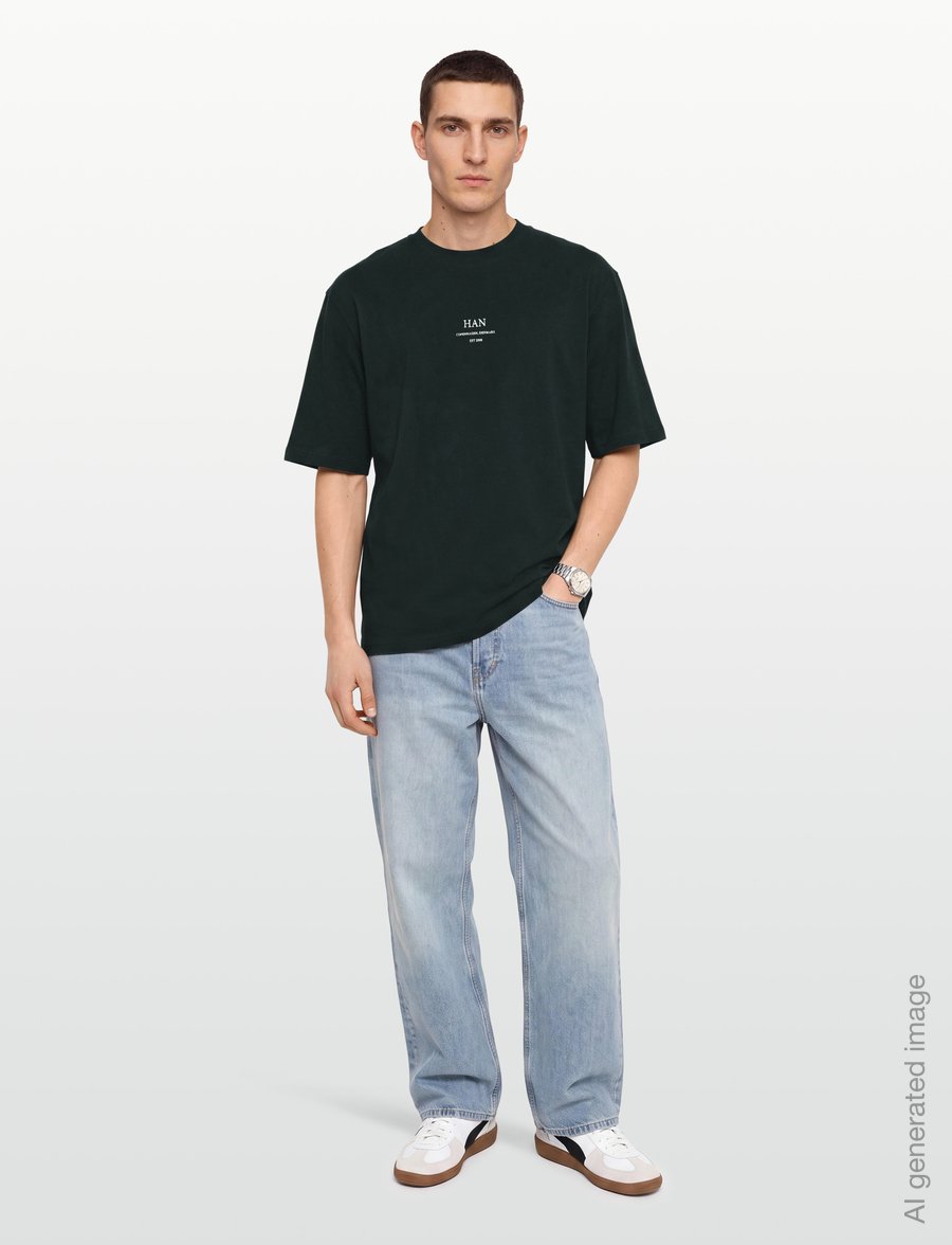 HAN Kjøbenhavn - Loose Tee - short-sleeved t-shirts - dark green - 0