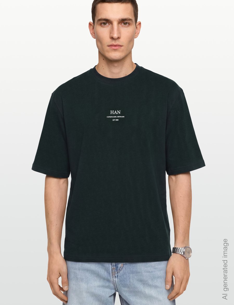 HAN Kjøbenhavn - Loose Tee - short-sleeved t-shirts - dark green - 3
