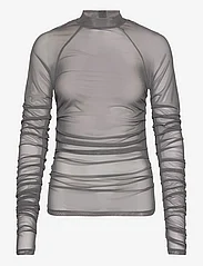 HAN Kjøbenhavn - Printed Mesh Plated Long Sleeve - long-sleeved tops - grey - 0