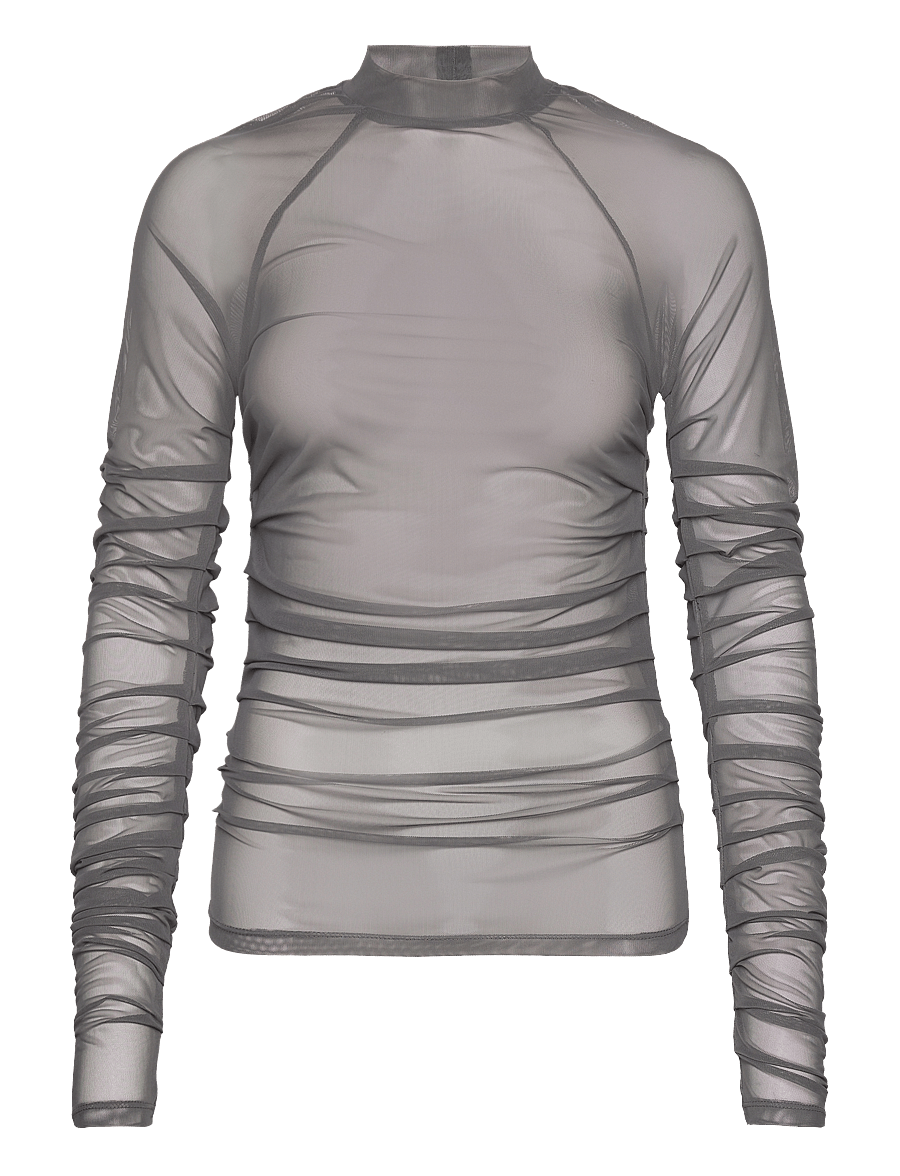 HAN Kjøbenhavn - Printed Mesh Plated Long Sleeve - langärmlige tops - grey - 0