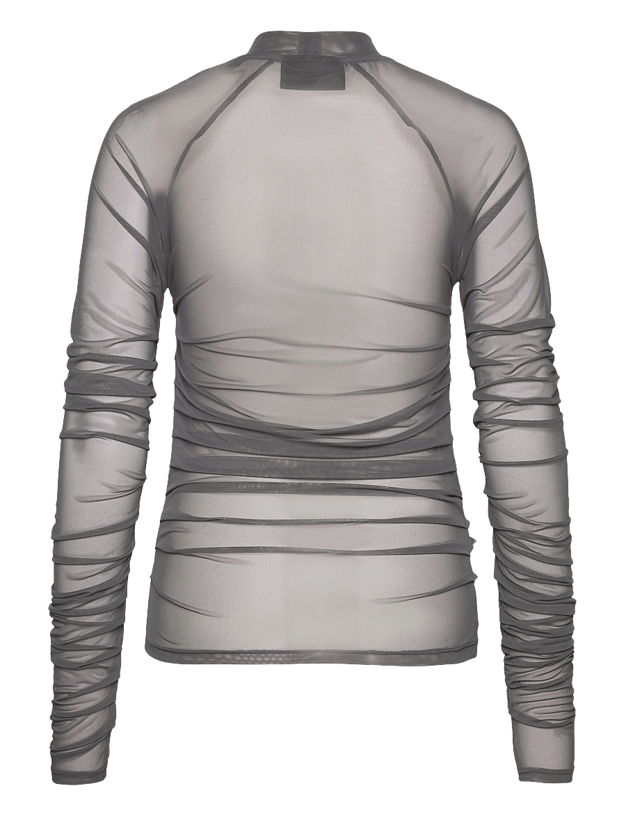 HAN Kjøbenhavn - Printed Mesh Plated Long Sleeve - langärmlige tops - grey - 1