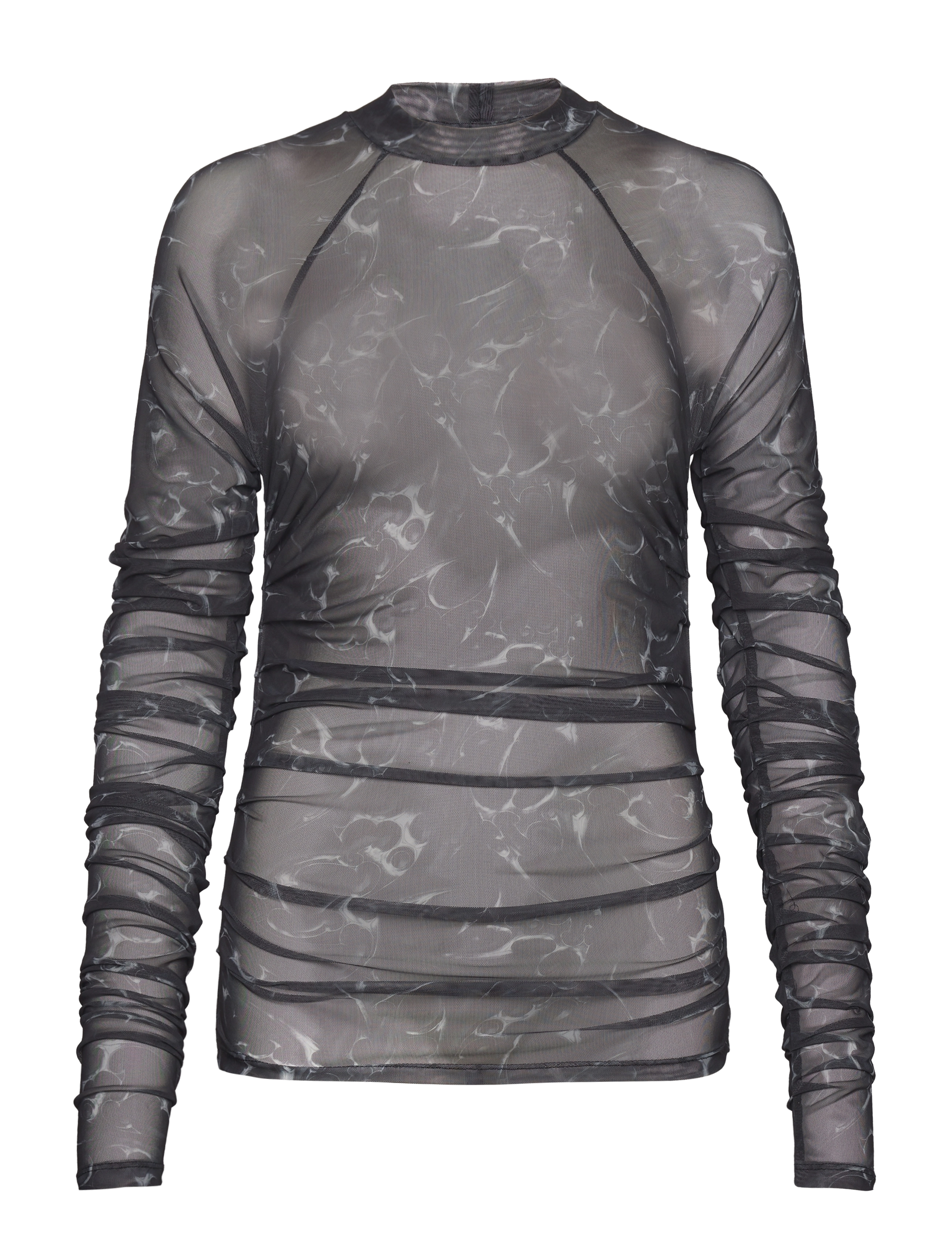 HAN Kjøbenhavn Printed Mesh Plated Long Sleeve, 38, T-shirts & Oberteile, Schwarz - Long-sleeved, Frauen