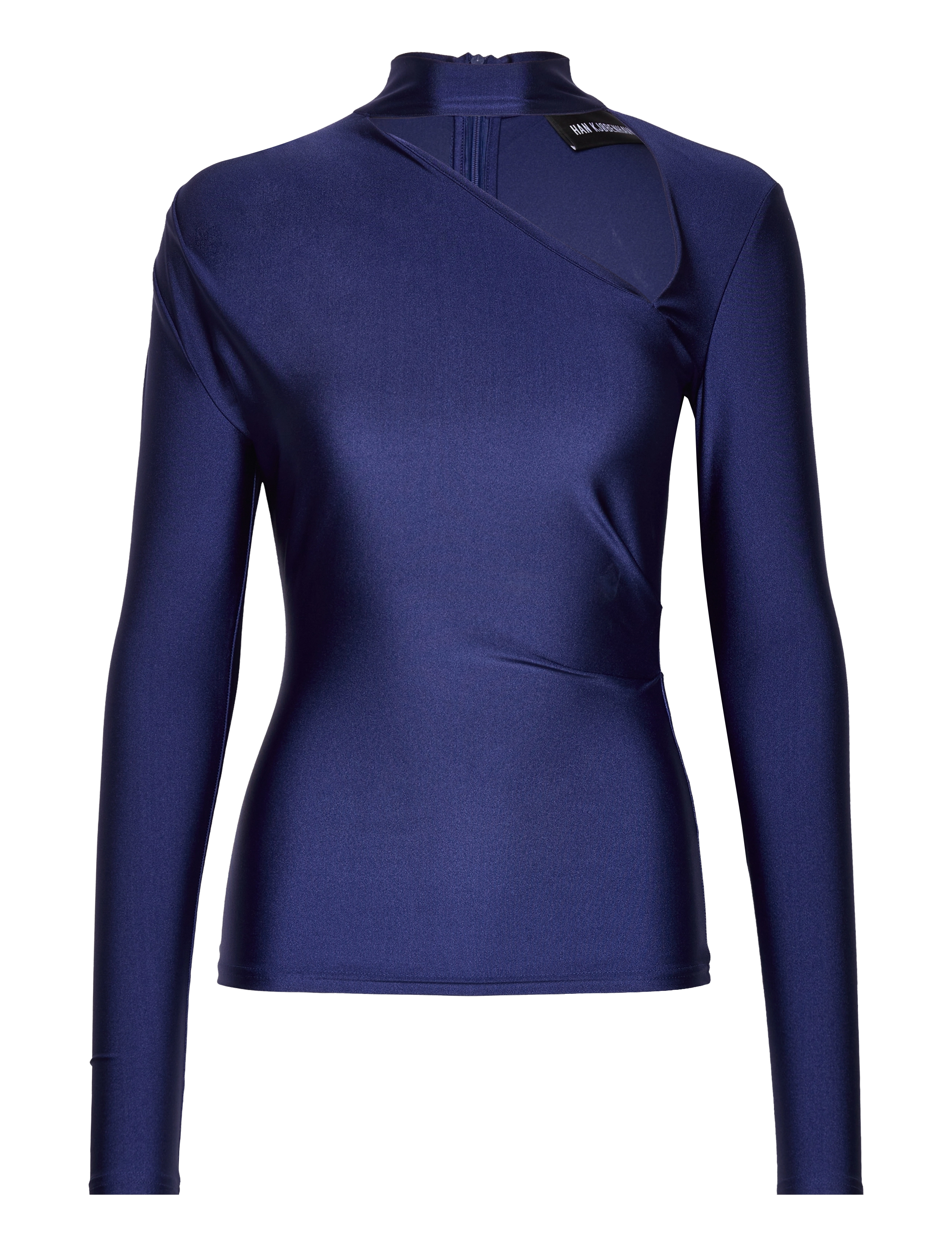 HAN KJØBENHAVN Stretch Jersey Draped Lange Ärmel Oberteil Navy - 36 - Damen