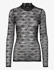 HAN Kjøbenhavn - Lace Monogram Turtleneck - t-shirts met lange mouwen - black - 0