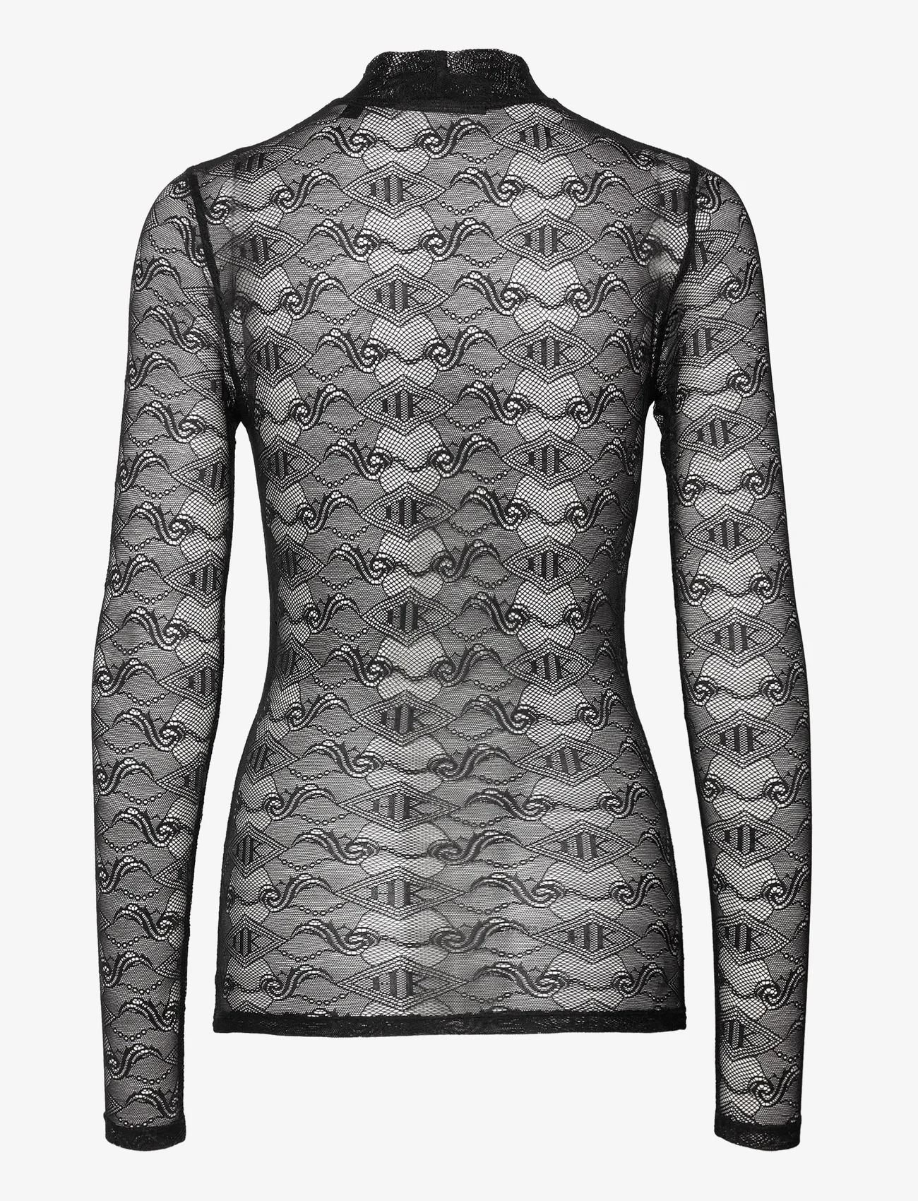 HAN Kjøbenhavn - Lace Monogram Turtleneck - long-sleeved tops - black - 1