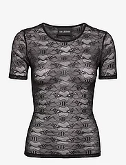 HAN Kjøbenhavn - Lace Monogram Short Sleeve - t-shirts - black - 0