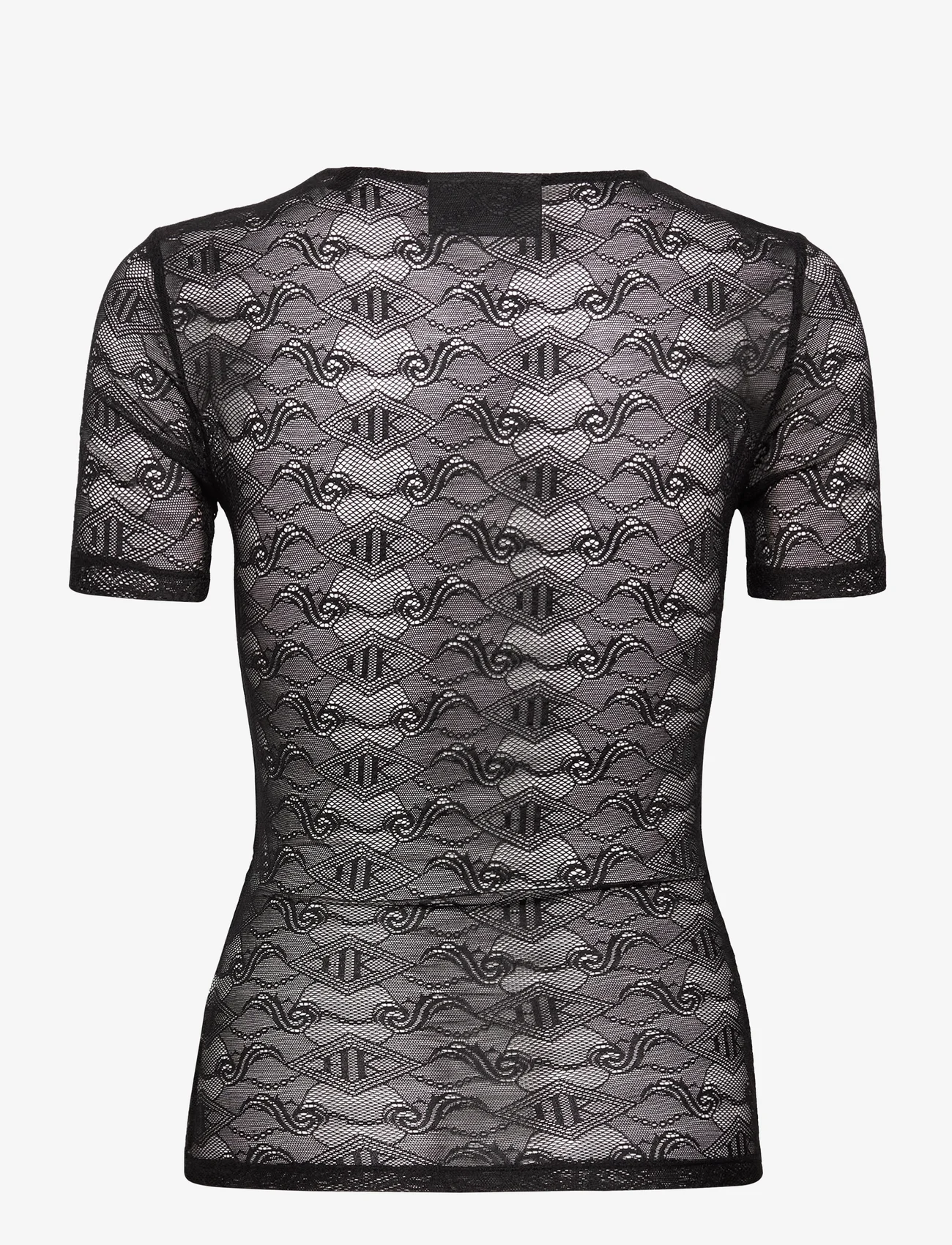 HAN Kjøbenhavn - Lace Monogram Short Sleeve - t-shirts - black - 1
