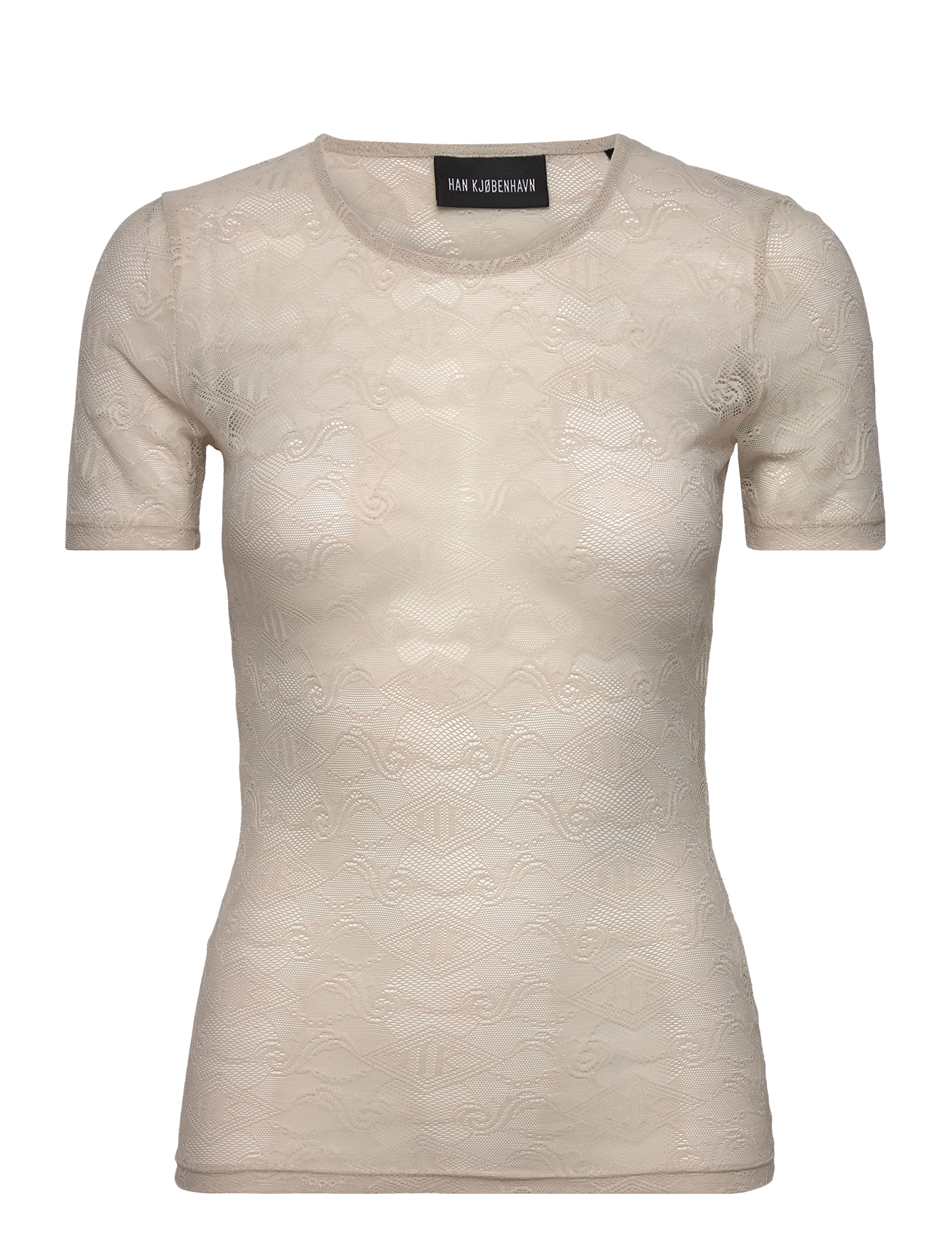 HAN Kjøbenhavn Lace Monogram Short Sleeve, 38, T-shirts & Oberteile, Beige - Short-sleeved, Frauen