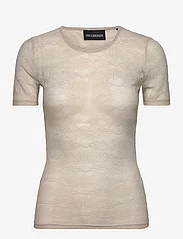HAN Kjøbenhavn - Lace Monogram Short Sleeve - t-shirts - light sand - 0