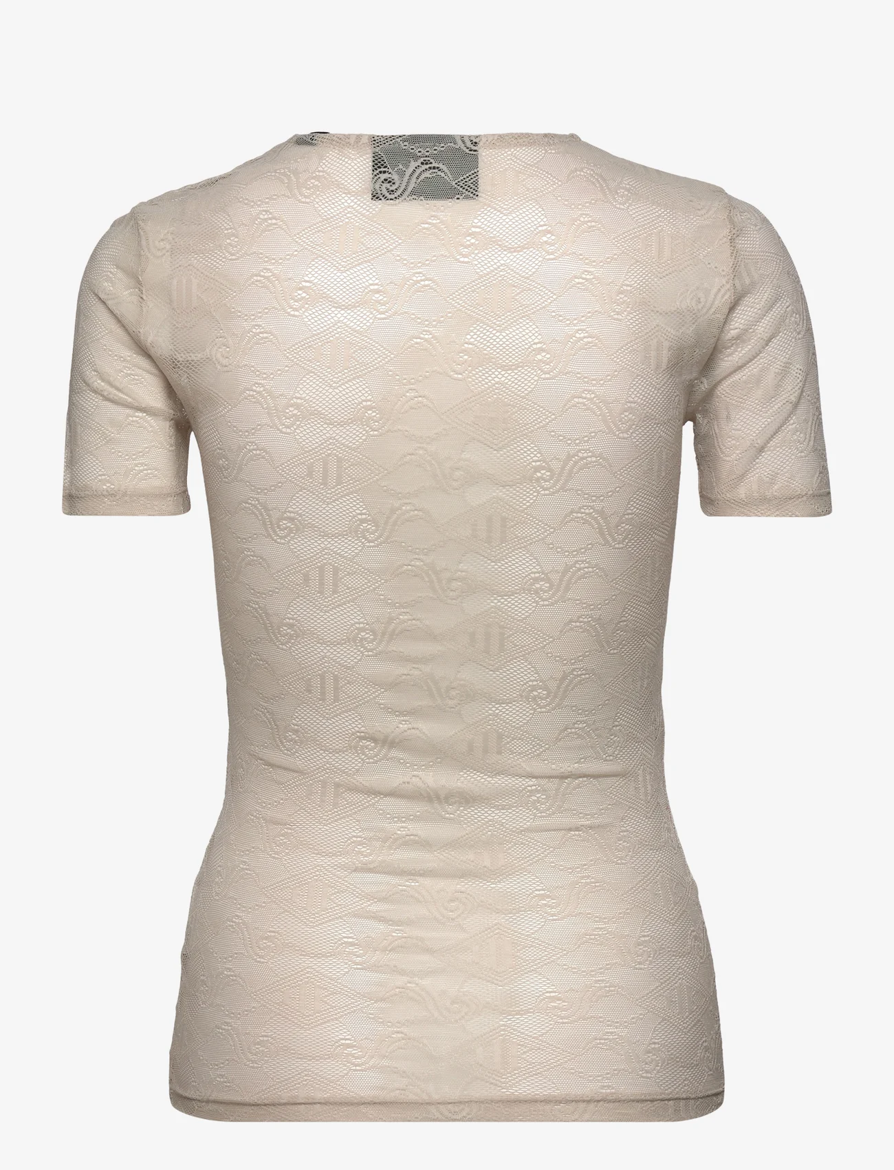 HAN Kjøbenhavn - Lace Monogram Short Sleeve - marškinėliai - light sand - 1