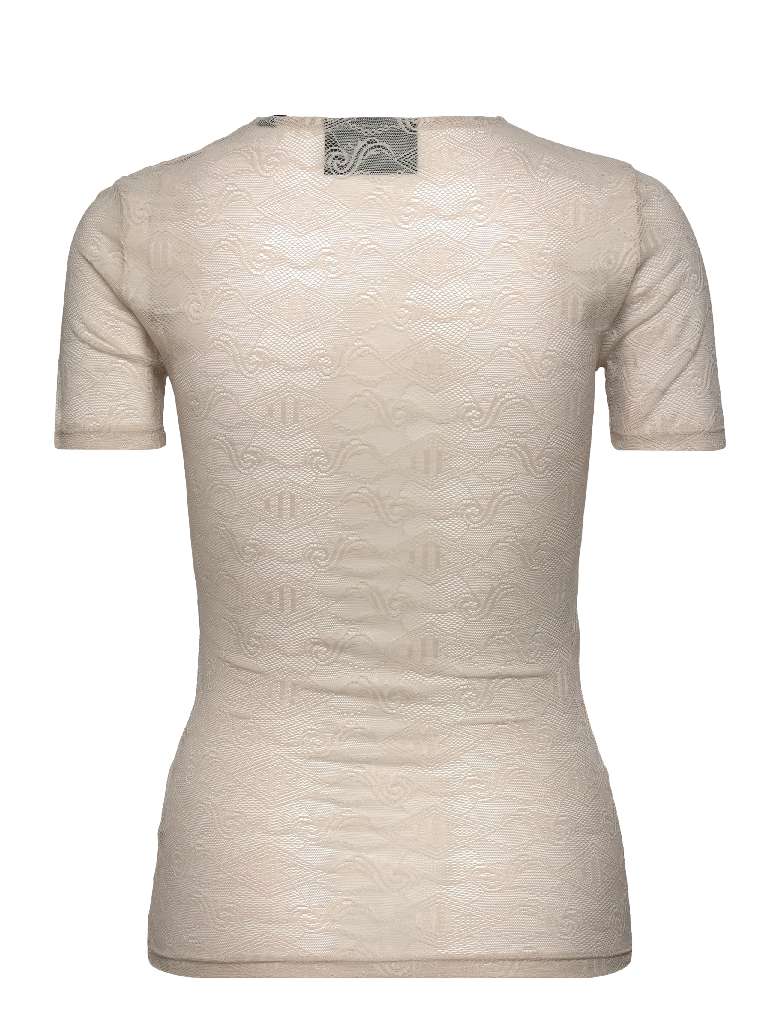 HAN Kjøbenhavn - Lace Monogram Short Sleeve - t-shirts - light sand - 1