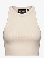Ribbed Cropped Racer Top - LIGHT SAND