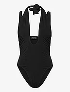 Stretch Jersey  Drape Bodysuit - BLACK