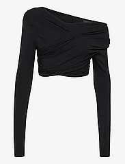 HAN Kjøbenhavn - Viscose Jersey Stretch Cropped Long Sleeve Top - palaidinės ilgomis rankovėmis - black - 0