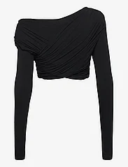 HAN Kjøbenhavn - Viscose Jersey Stretch Cropped Long Sleeve Top - long-sleeved blouses - black - 1