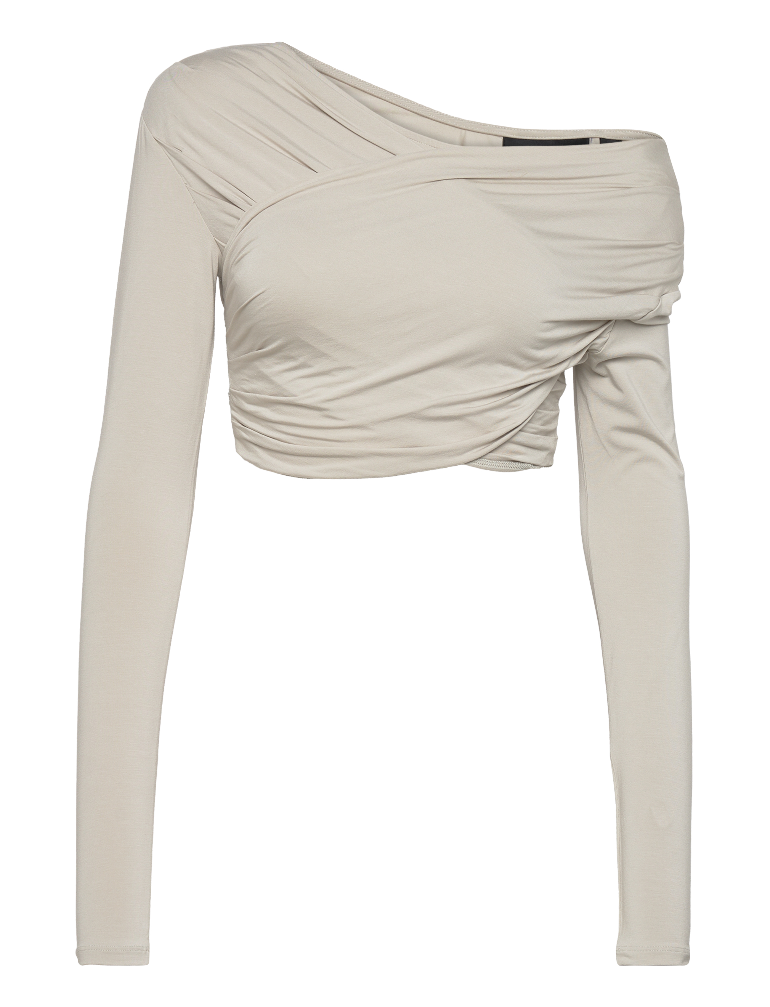 HAN Kjøbenhavn Viscose Jersey Stretch Cropped Long Sleeve Top, 38, Blouses, Beige - Long-sleeved, Frauen