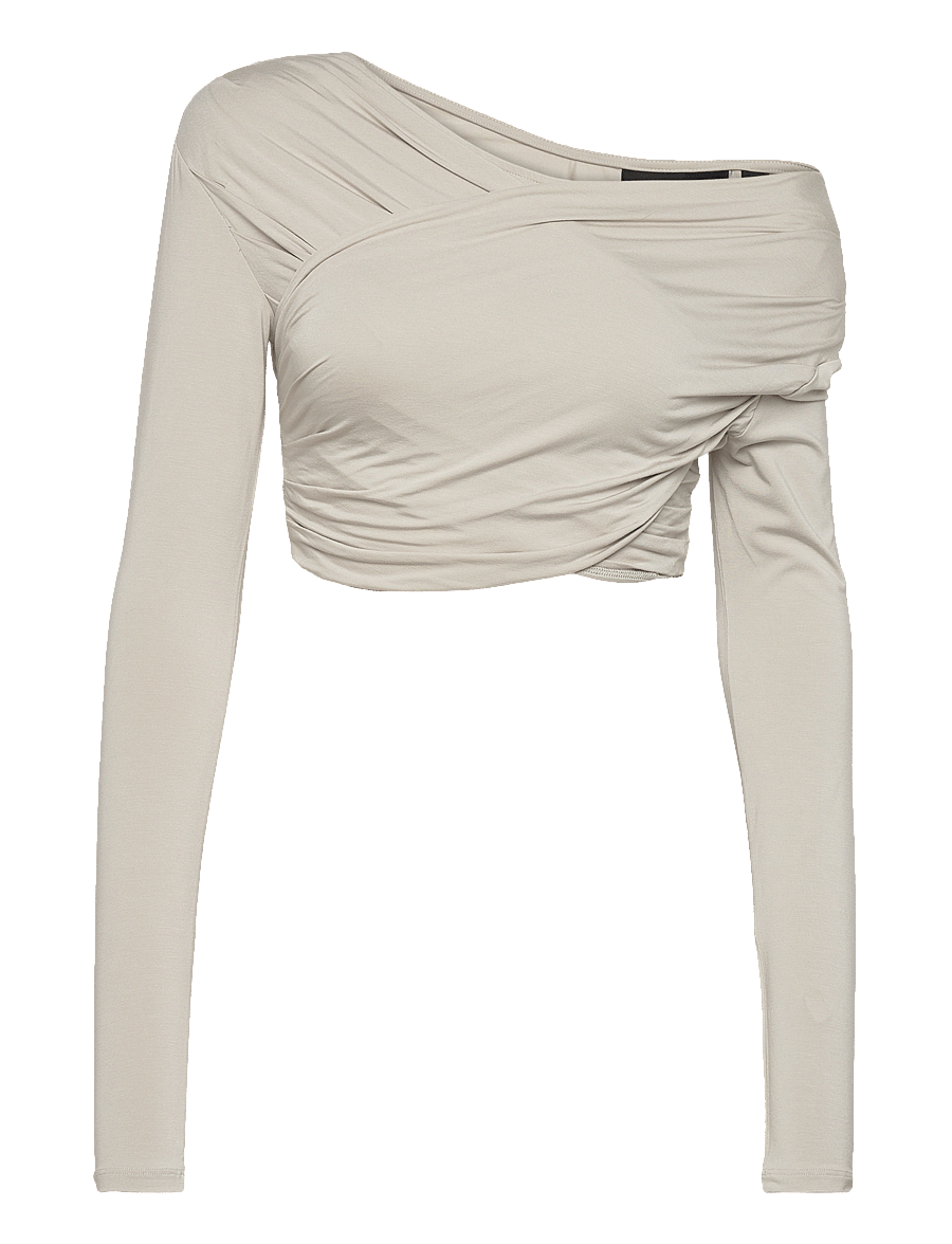 HAN Kjøbenhavn - Viscose Jersey Stretch Cropped Long Sleeve Top - blouses à manches longues - light sand - 0