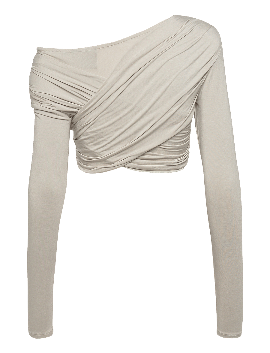 HAN Kjøbenhavn - Viscose Jersey Stretch Cropped Long Sleeve Top - blouses à manches longues - light sand - 1