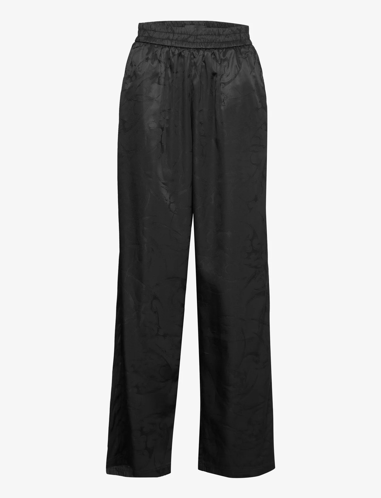 HAN Kjøbenhavn - Jacquard Wide-Leg Trousers - bikses ar platām starām - black - 0