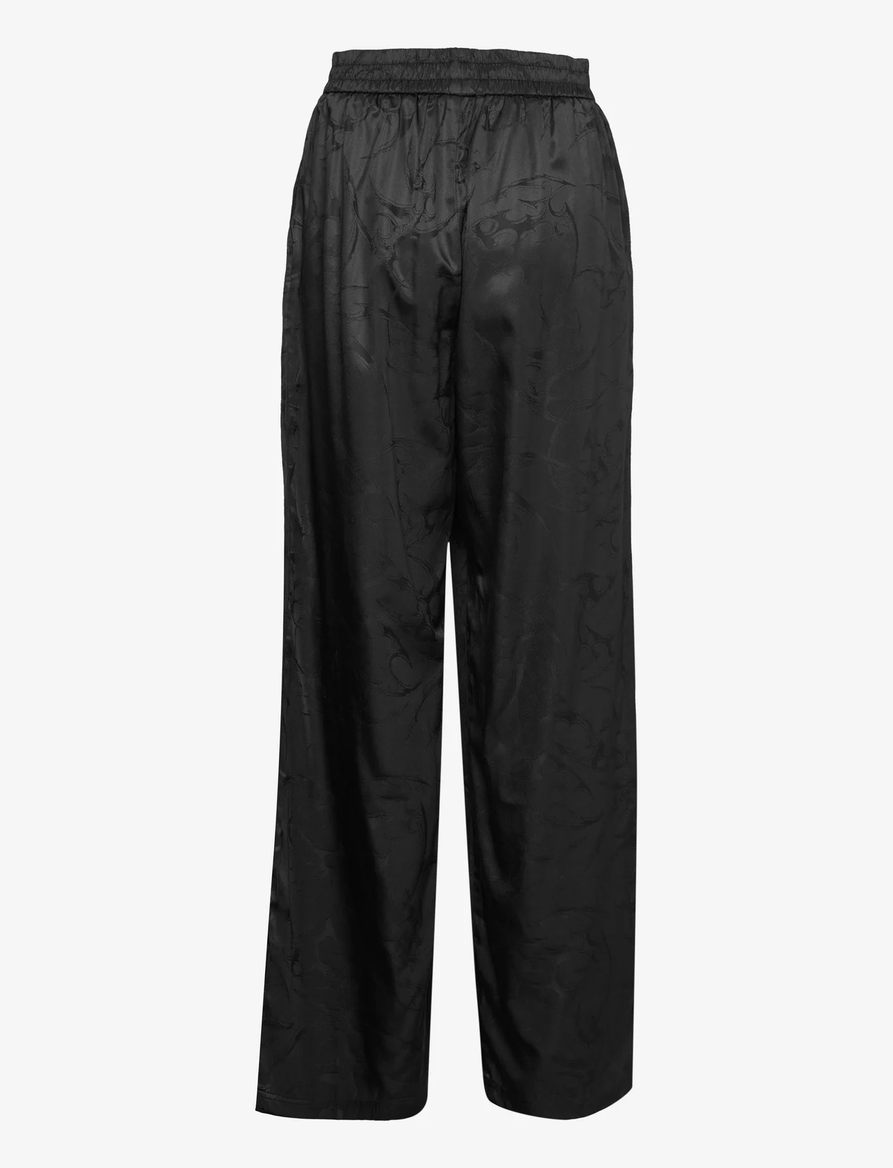 HAN Kjøbenhavn - Jacquard Wide-Leg Trousers - bukser med brede ben - black - 1