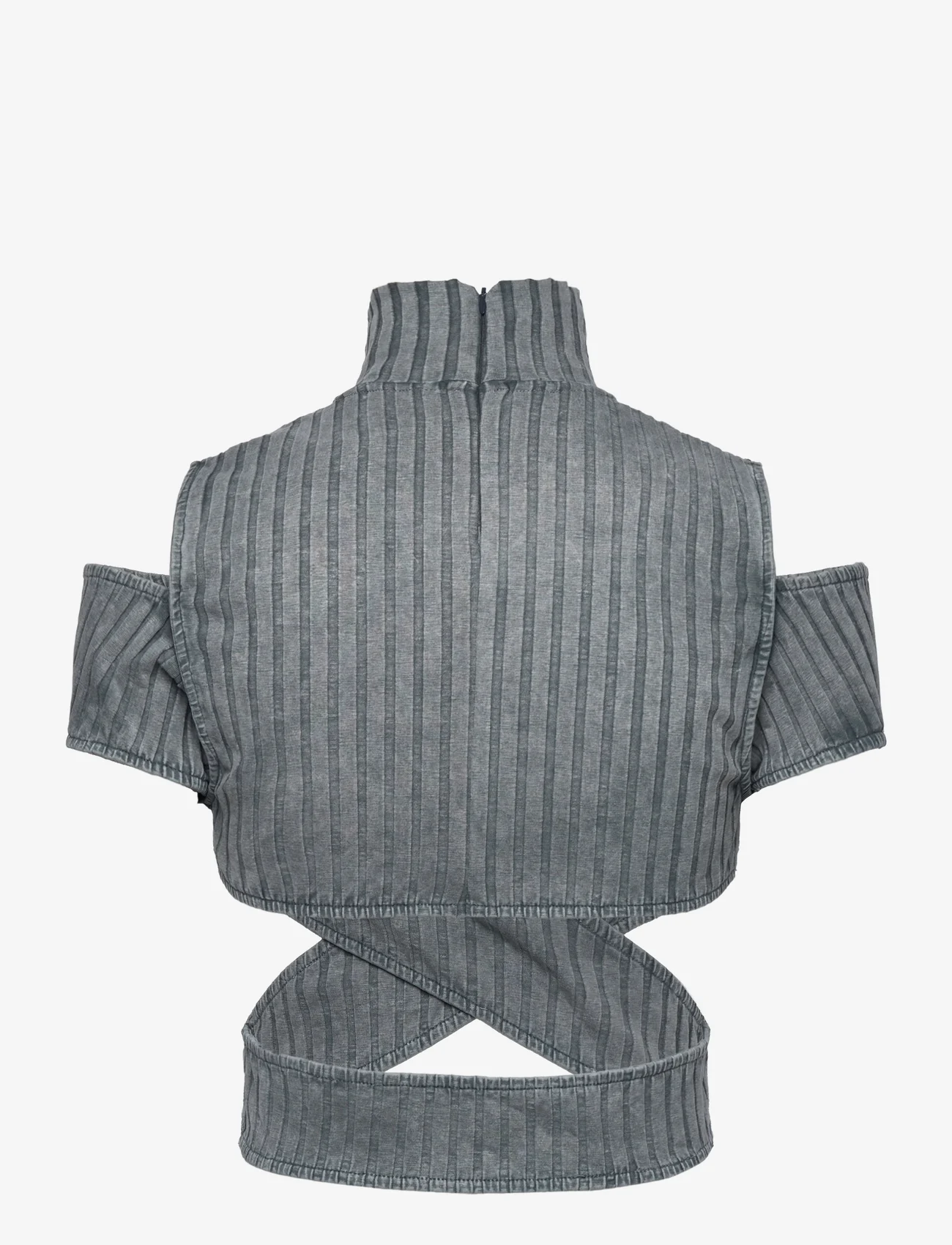 HAN Kjøbenhavn - Jersey Rib Off-Shoulder Top - t-paidat - dark grey - 1