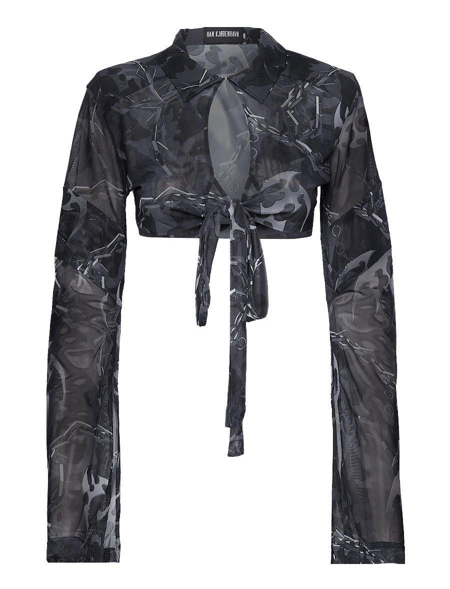 HAN Kjøbenhavn - Camo Mesh Wrap Top - crop topit - camo - 0