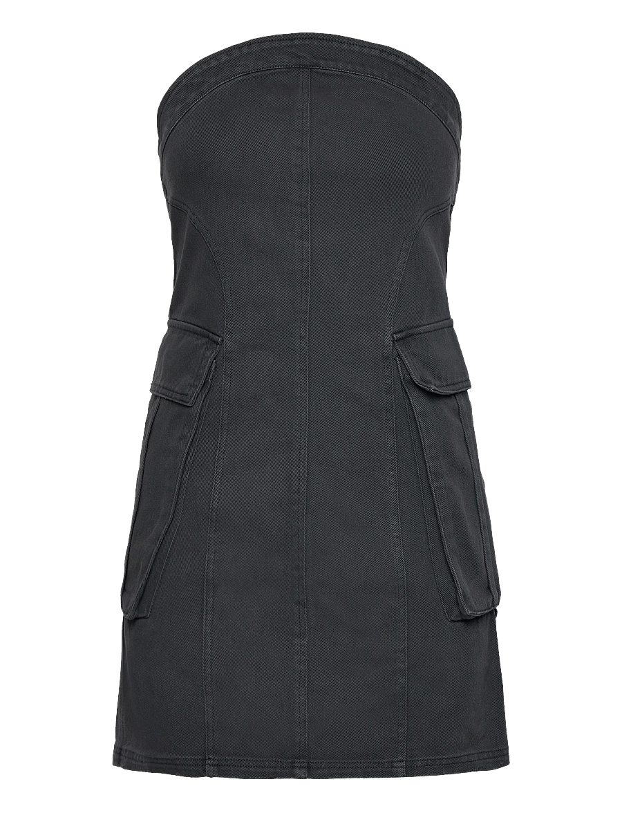 HAN Kjøbenhavn - Strapless Slim Short Dress - denimkjoler - dark grey - 0
