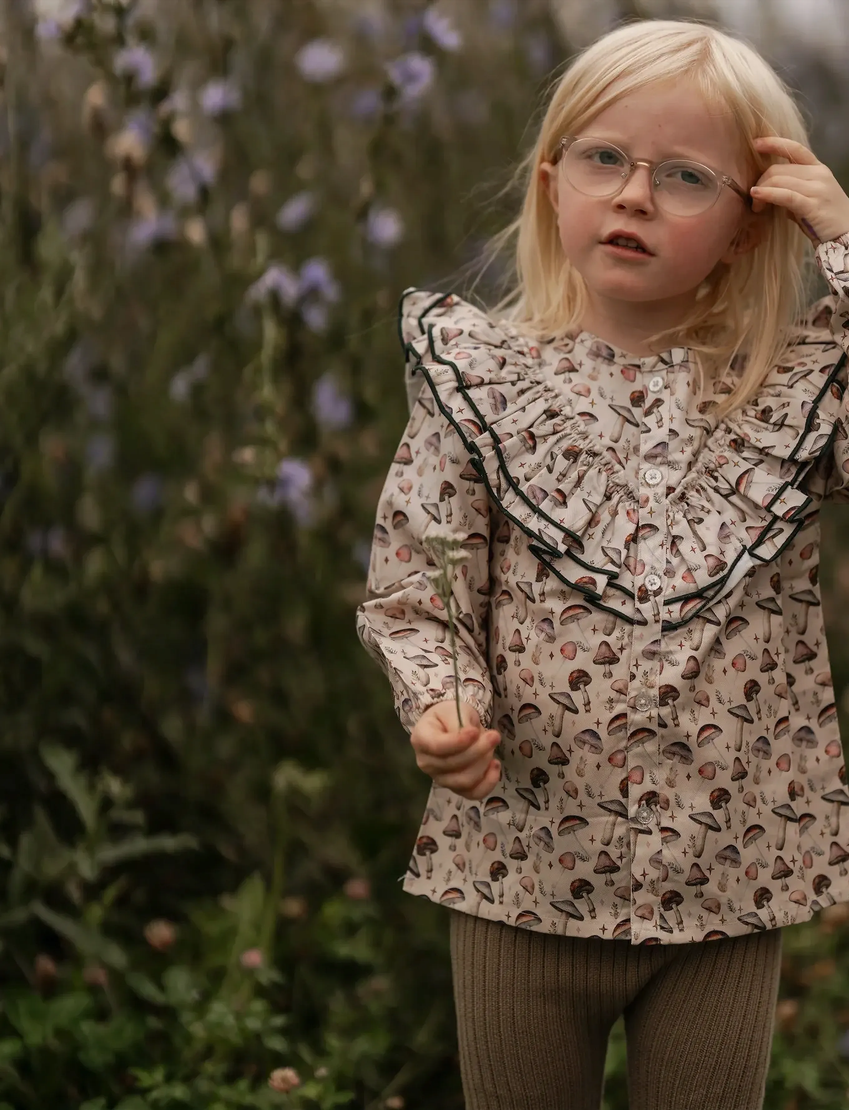 Hanevild Mushroom Shirt, 110, Shirts, Beige - Long-sleeved Kinder