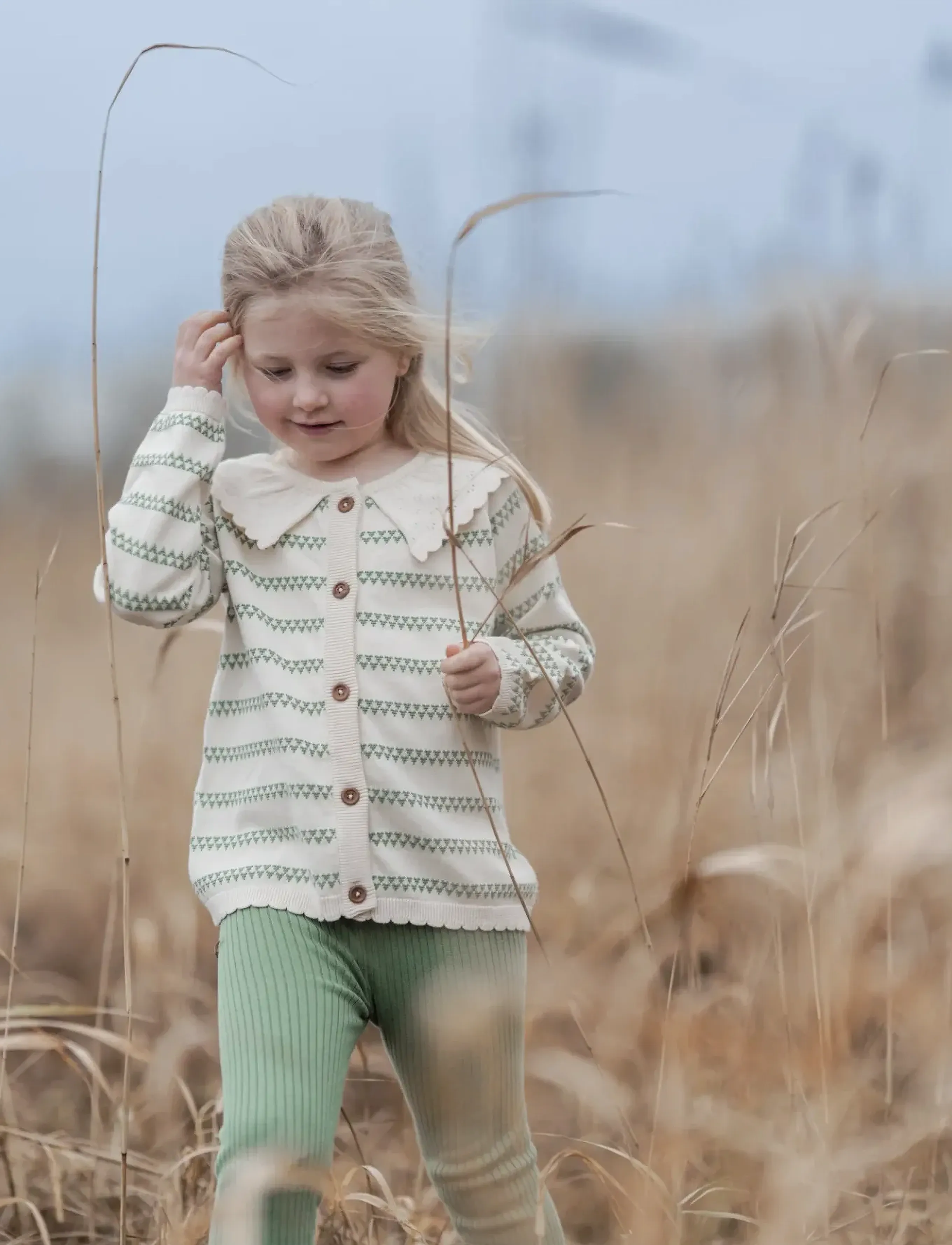 Hanevild heart cardigan - Cardigans - SUMMER SAND/ SHALE GREEN / beige