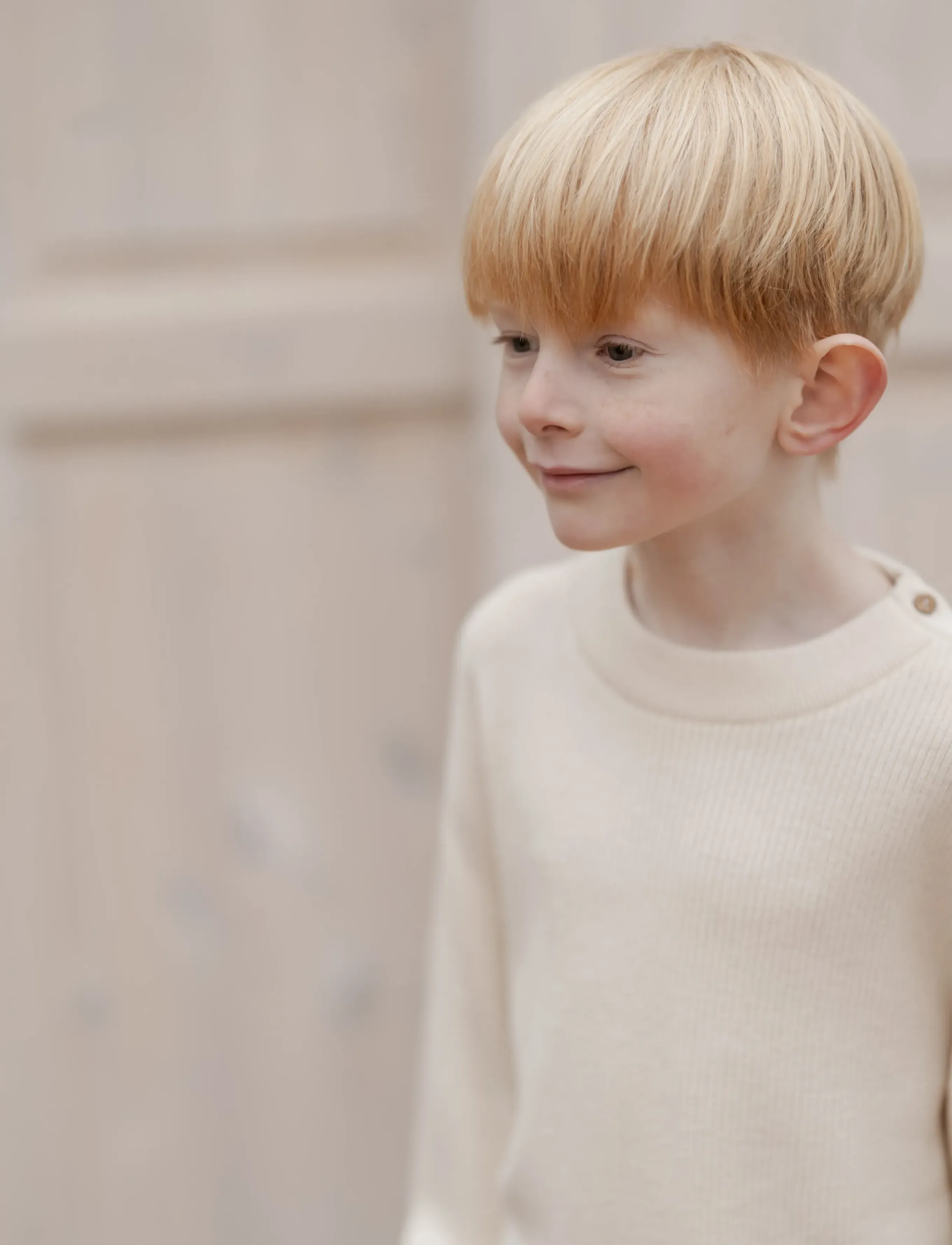 Hanevild Theodor Sweater, 122/128, Cream, Strik > Pullovere, Børn