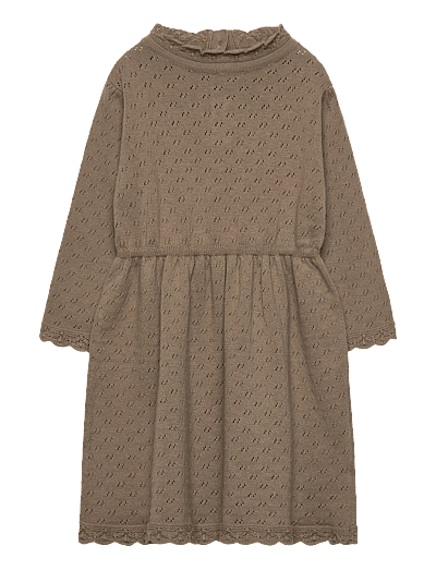 Hanevild scallop dress - Långärmade babyklänningar - CROCKERY / beige